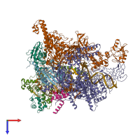 PDB entry 6gh5 coloured by chain, top view.