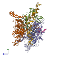 PDB entry 6gh6 coloured by chain, side view.