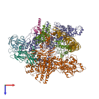 PDB entry 6gh6 coloured by chain, top view.