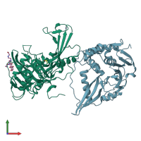 PDB entry 6gh9 coloured by chain, front view.