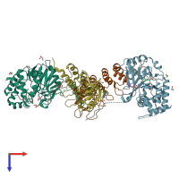 PDB entry 6ghm coloured by chain, top view.