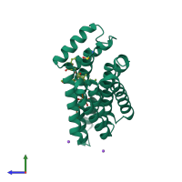 PDB entry 6ghp coloured by chain, side view.