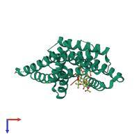 PDB entry 6ghp coloured by chain, top view.