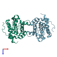 PDB entry 6ghz coloured by chain, top view.