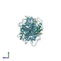 PDB entry 6gi5 coloured by chain, side view.