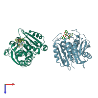 PDB entry 6gi5 coloured by chain, top view.