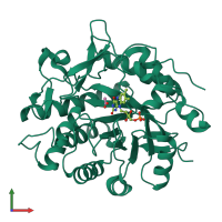 PDB entry 6gi7 coloured by chain, front view.