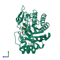 PDB entry 6gi8 coloured by chain, side view.