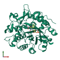 PDB entry 6gi9 coloured by chain, front view.