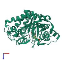 PDB entry 6gi9 coloured by chain, top view.