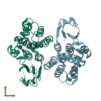 PDB entry 6gib coloured by chain, front view.
