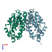 PDB entry 6gib coloured by chain, top view.