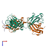 PDB entry 6gk8 coloured by chain, top view.