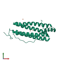 PDB 6gka coloured by chain and viewed from the front.