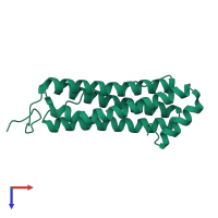 PDB entry 6gkc coloured by chain, top view.