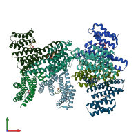PDB entry 6gkf coloured by chain, front view.