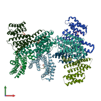 PDB entry 6gkg coloured by chain, front view.