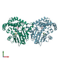PDB entry 6gkv coloured by chain, front view.