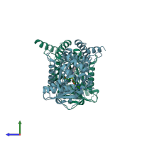 PDB entry 6gkv coloured by chain, side view.