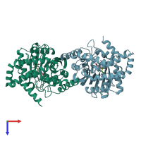 PDB entry 6gkv coloured by chain, top view.