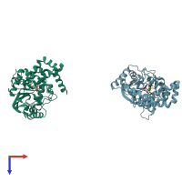 PDB entry 6gky coloured by chain, top view.