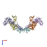 PDB entry 6gl7 coloured by chain, top view.