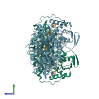 PDB entry 6gm3 coloured by chain, side view.