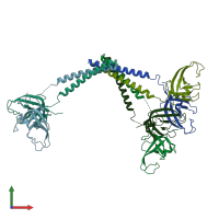PDB entry 6gma coloured by chain, front view.