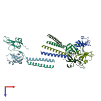 PDB entry 6gma coloured by chain, top view.