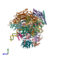 PDB entry 6gml coloured by chain, side view.