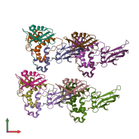 PDB entry 6gmn coloured by chain, front view.