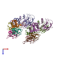 PDB entry 6gmn coloured by chain, top view.