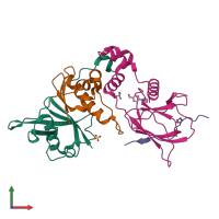 PDB entry 6gmr coloured by chain, front view.