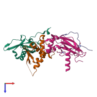 PDB entry 6gmr coloured by chain, top view.