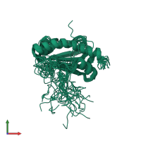 PDB entry 6gms coloured by chain, ensemble of 20 models, front view.