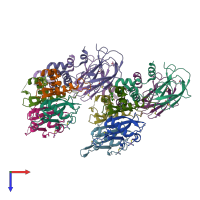 PDB entry 6gmx coloured by chain, top view.
