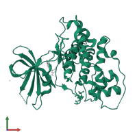 Glycogen synthase kinase-3 beta in PDB entry 6gn1, assembly 1, front view.