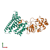 PDB entry 6gnn coloured by chain, front view.