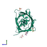 PDB entry 6go8 coloured by chain, side view.