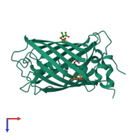 PDB entry 6go9 coloured by chain, top view.