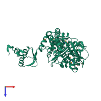 PDB entry 6goc coloured by chain, top view.