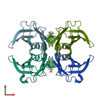 PDB entry 6gon coloured by chain, front view.