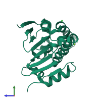 PDB entry 6gp4 coloured by chain, side view.