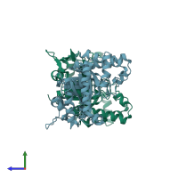 PDB entry 6gp5 coloured by chain, side view.