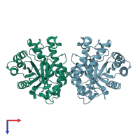 PDB entry 6gp5 coloured by chain, top view.