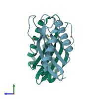 PDB entry 6gp6 coloured by chain, side view.