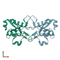 PDB entry 6gpc coloured by chain, front view.