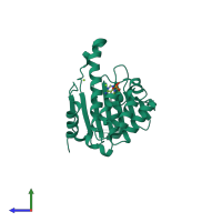 PDB entry 6gpo coloured by chain, side view.