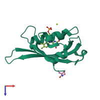 PDB entry 6gpu coloured by chain, top view.