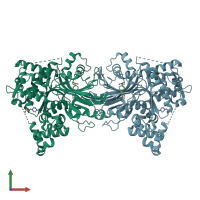 PDB entry 6gq3 coloured by chain, front view.
